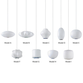 Mid-Century Silk Living Room White Pendant Light
