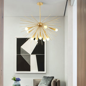Mid-Century Modernist Brass Chandelier For Living Room