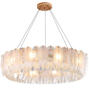Feather Shape Crystal Glass Round Chandelier