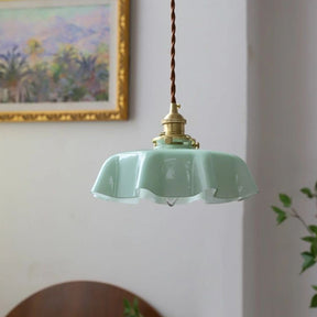 Modern Romantic Small Glass Ribbon Edge Pendant Light For Living Room