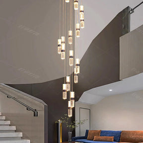 Luxury Crystal Staircase Long Chandelier