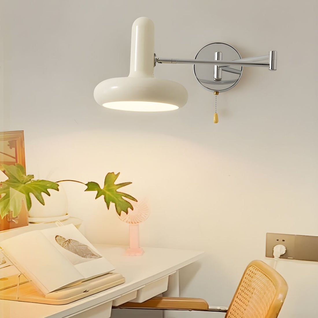 Lampsmodern Wall Lamp Retro Capsule White Swing Arm Wall Light