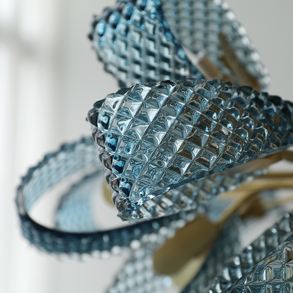 Luxury Style Gorgeous Blue Chandelier Modern Copper Glass Chandelier