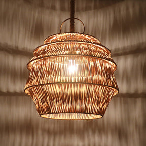 Retro Rattan Basket Pendant Light For Living Room