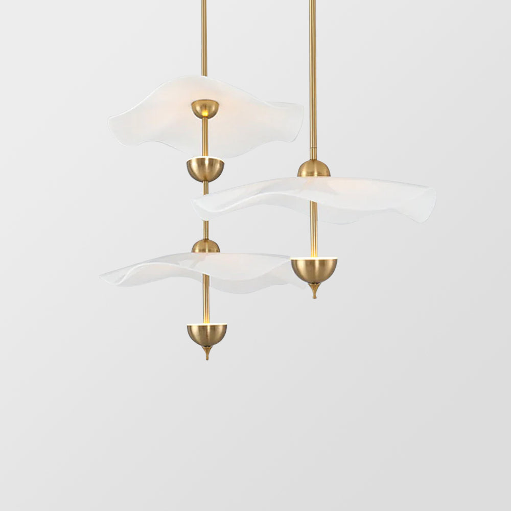 Art Deco Gold Metal Lotus Led Light Fixtures Chandeliers