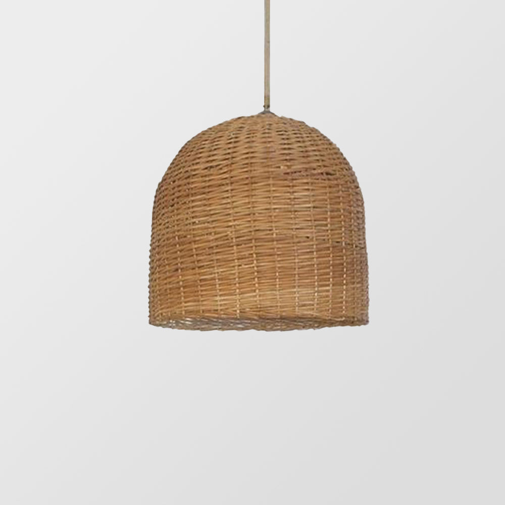 Round Short Bamboo Basket Kitchen Island Pendant Light