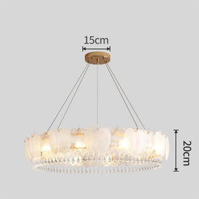 Feather Shape Crystal Glass Round Chandelier