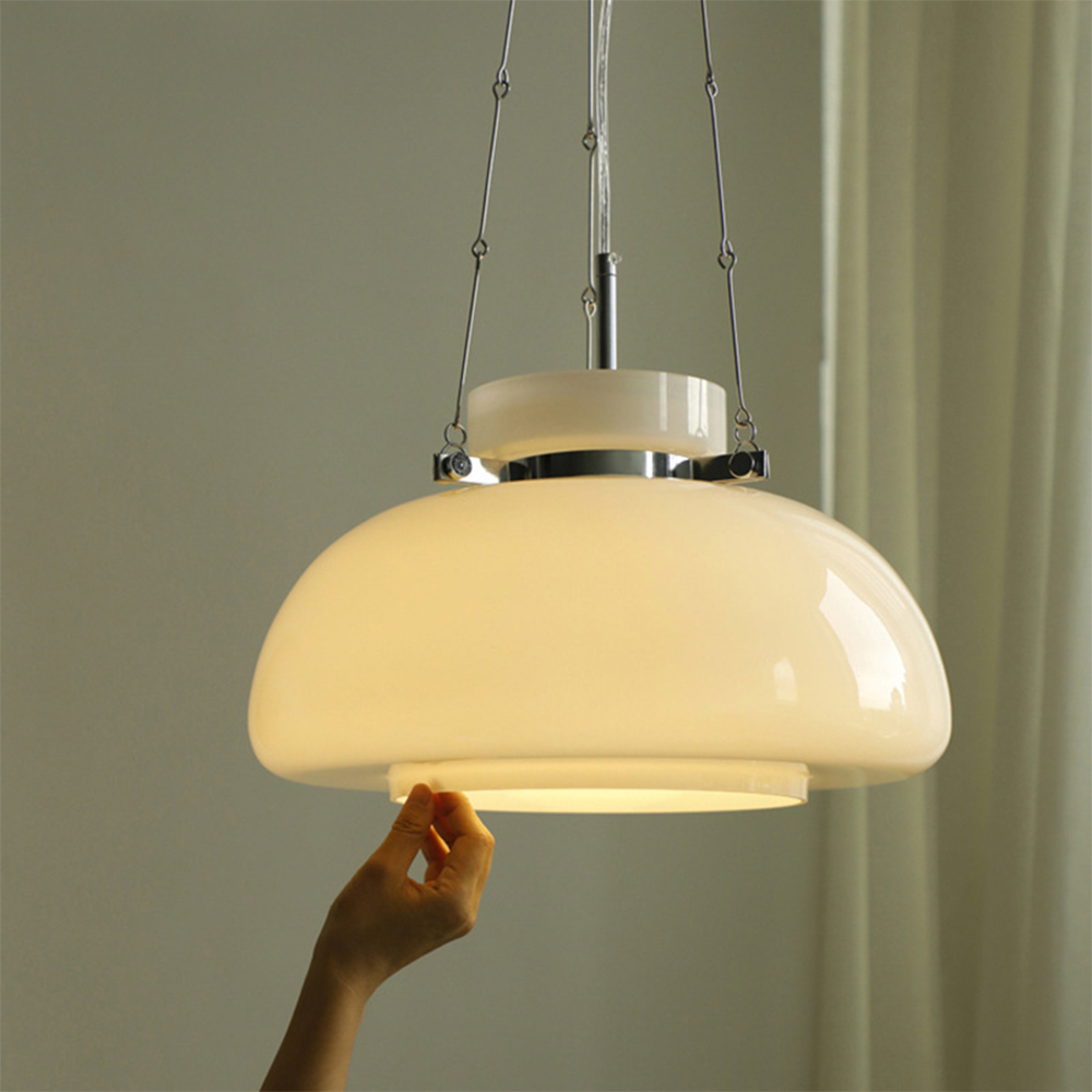 Mid-Century Modern Bauhaus Dome Glass Pendant Light -Homdiy
