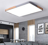 Square Wood And Metal Flush Mount LED Dimmable Ceiling Light -Homdiy