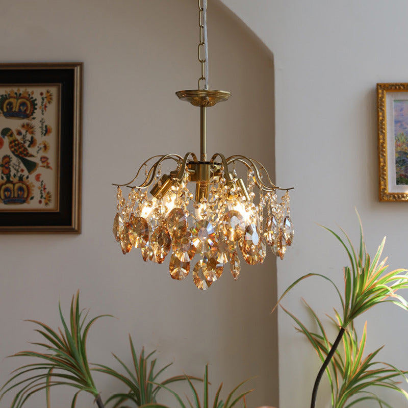 Sumptuous Crystal Chandelier Retro Romantic Amber Living Room Chandelier -Homdiy