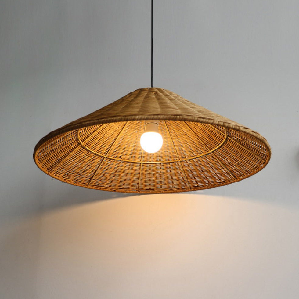 Lampsmodern Pendant Light Woven Rattan Wicker Cone Hanging Lights For ...