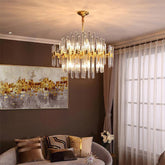 Gold Finish Modern Crystal Chandelier for Room Decor