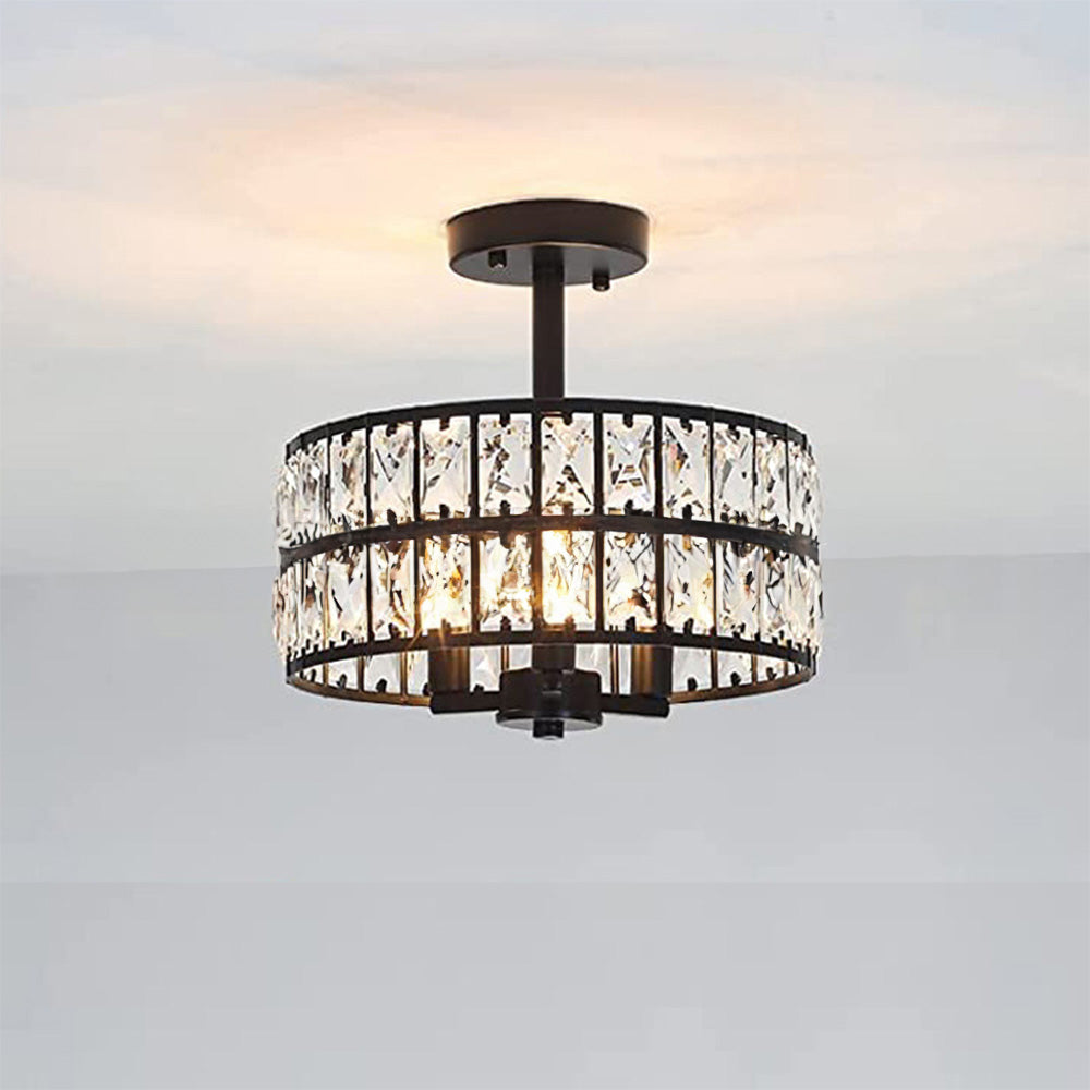 Mid-Century Crystal Glass Ceiling Lamp