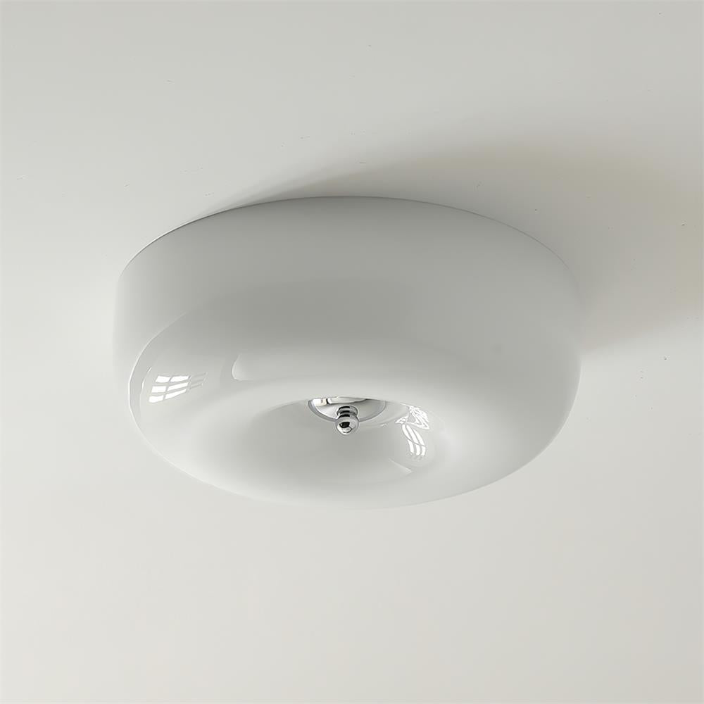 Cream Round Ceiling Lamp Simple Glass Ceiling Light For Bedroom