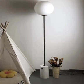 Retro Globe Glass Lampshade Marble Floor Lamp For Living Room -Homdiy