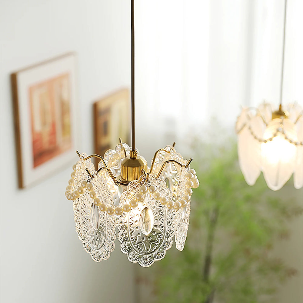 Floral Glass Pendant Lamp Elegant Pendant Light -Lampsmodern