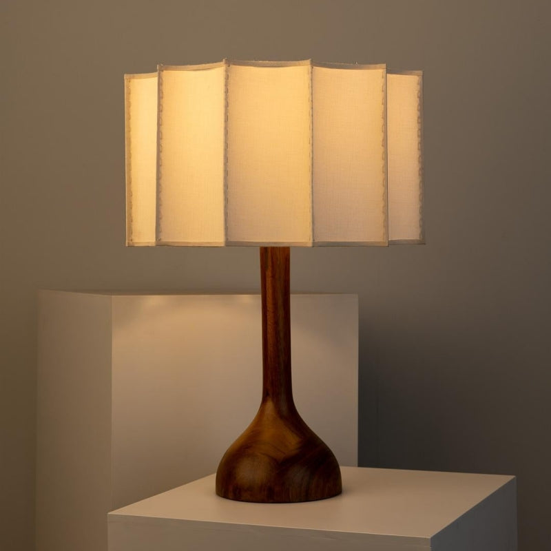 Retro Walnut Fabric Table Lamp