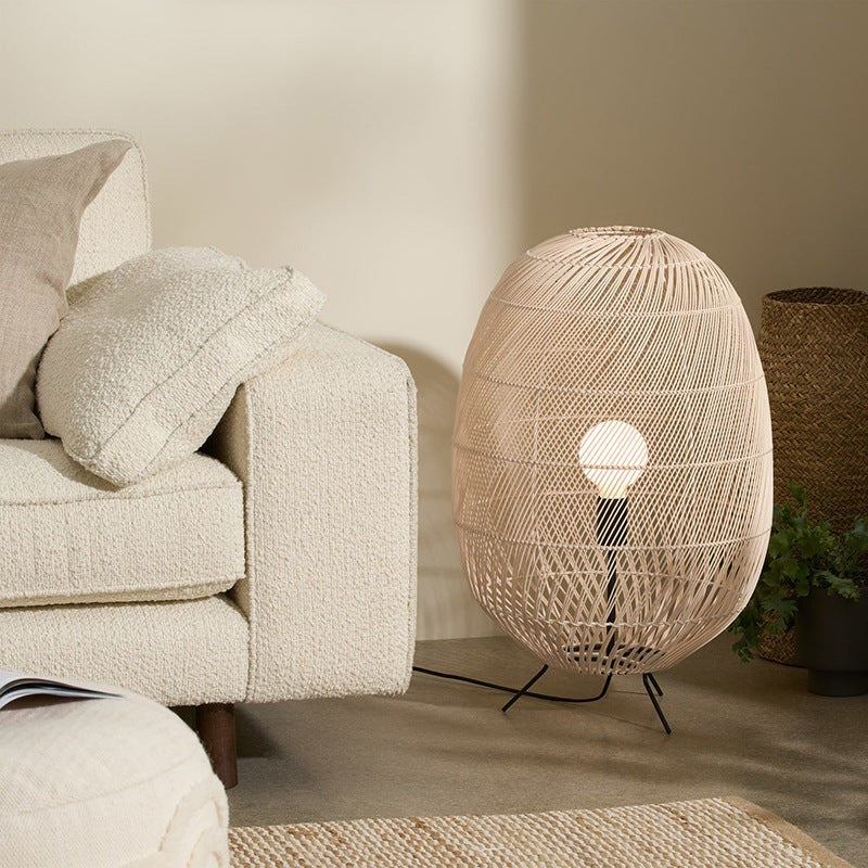 Natural Rattan Midi Floor Lamp for Living Room