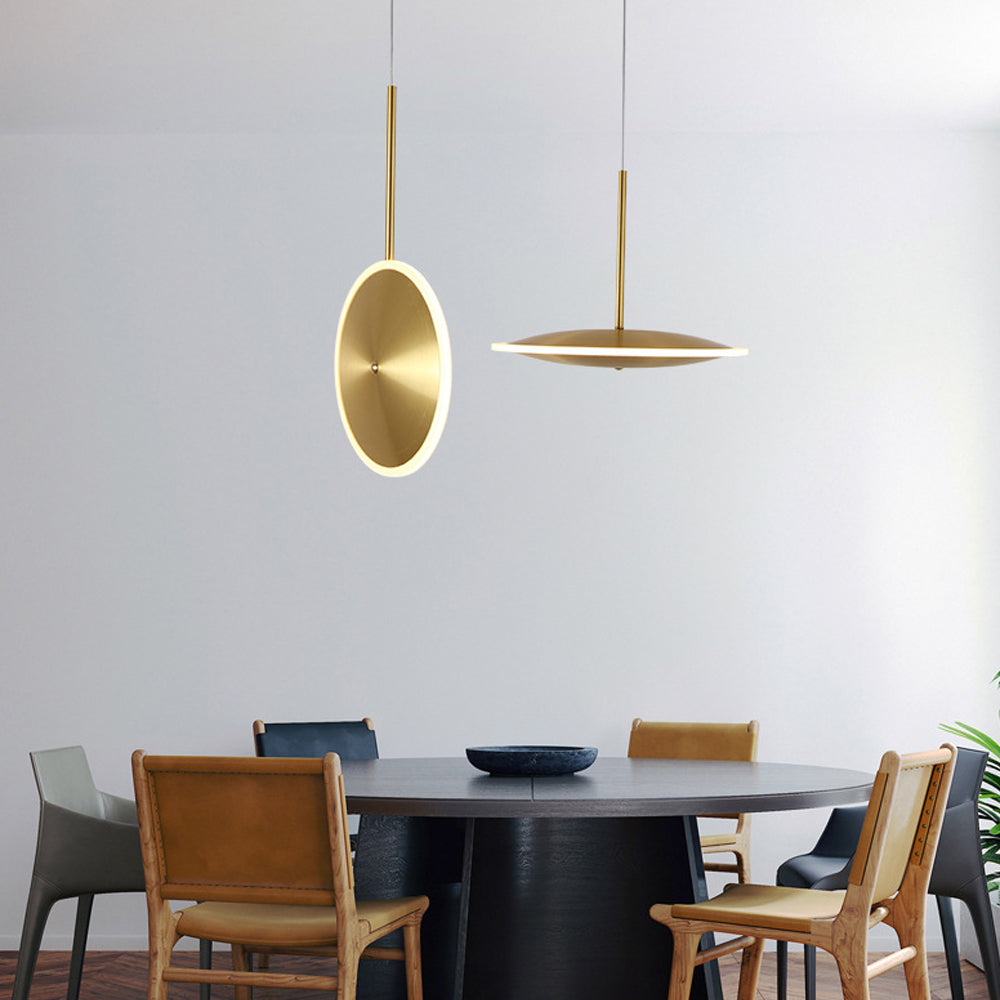Modern Simple Gold Chandelier Ufo Model Restaurant Round Lamps -Lampsmodern