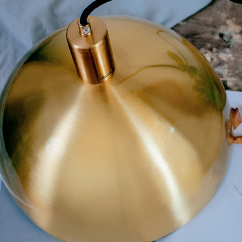 Mid-Century Single Light Brass Dome Pendant -Lampsmodern