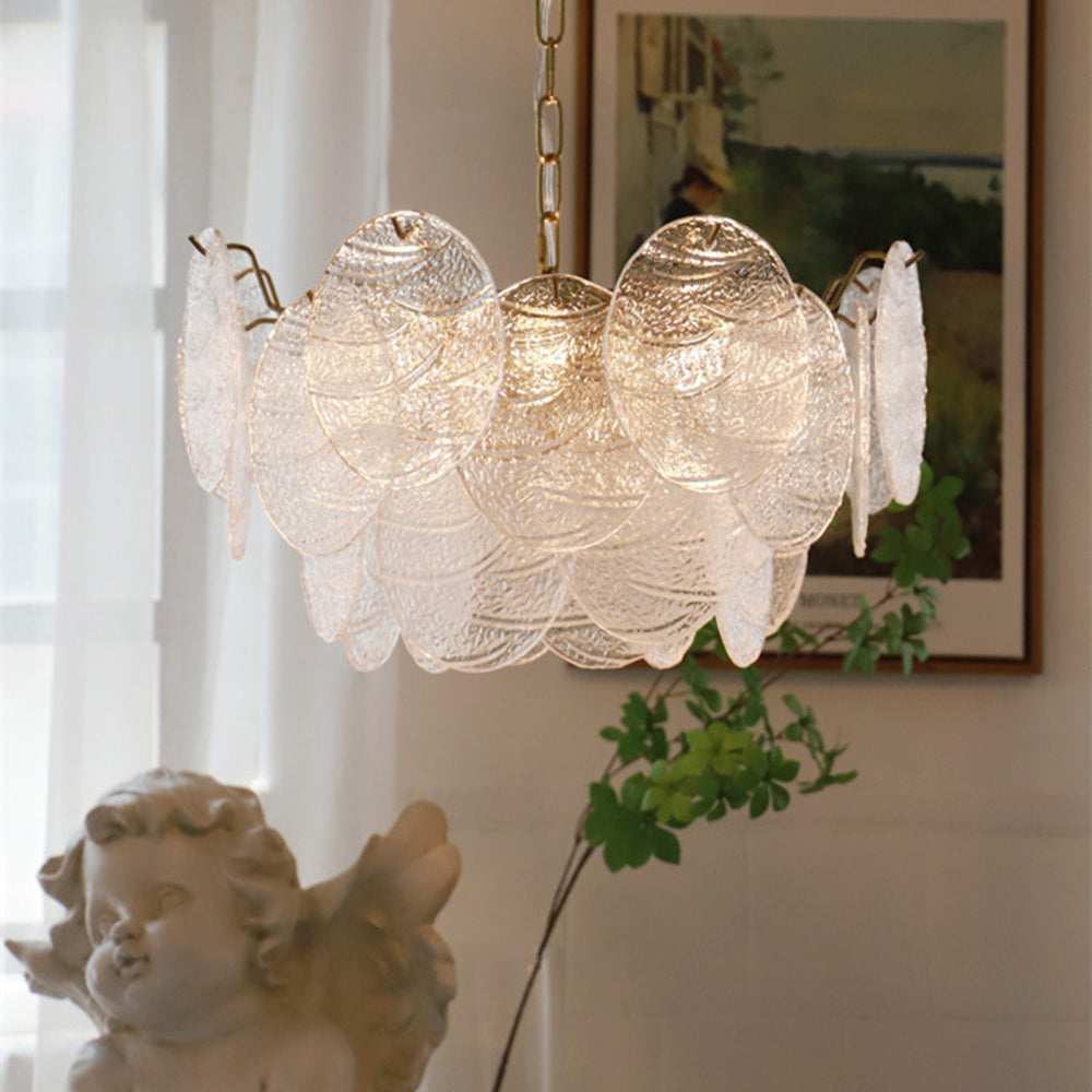 Glass Disc Chandelier Large Ice Glass Chandelier -Lampsmodern