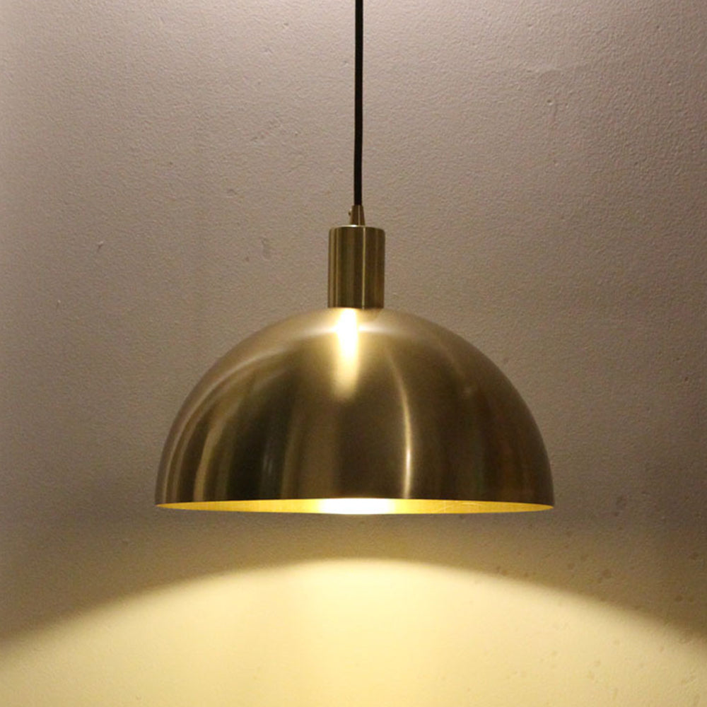 Mid-Century Single Light Brass Dome Pendant -Lampsmodern