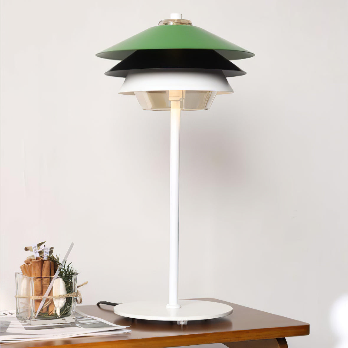 Danish Art Overlay Green Table Lamp