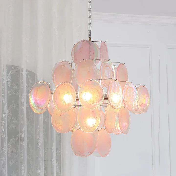 Pink Murano Glass Chandelier for Living Room