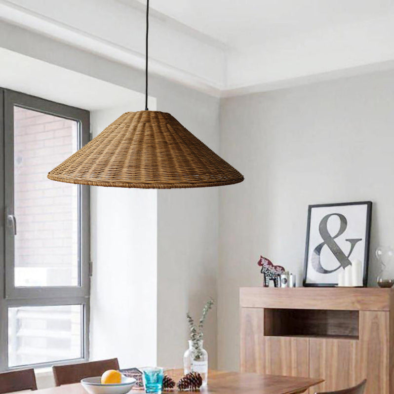 Lampsmodern Pendant Light Woven Rattan Wicker Cone Hanging Lights For ...