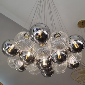 Grey Bubble Glass Ball LED Chandelier