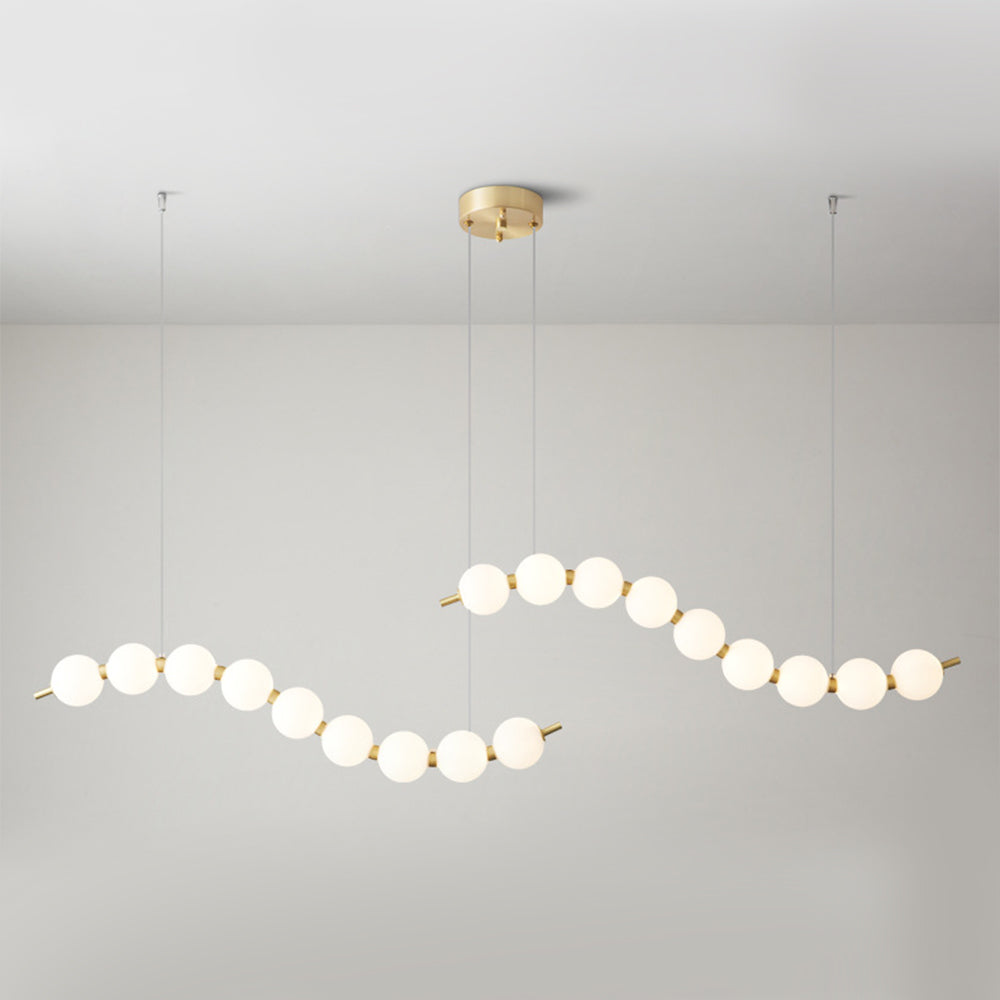 Minimalist White Ball Brass LED Pendant Light For Dining Room -Lampsmodern