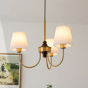 Vintage Pleated Pendant Lampshade Brass Dining Room Chandelier