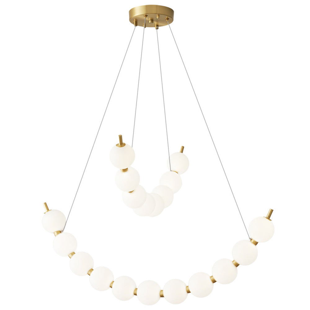 LED Brass White Globe Ball Chandelier For Living Room -Lampsmodern