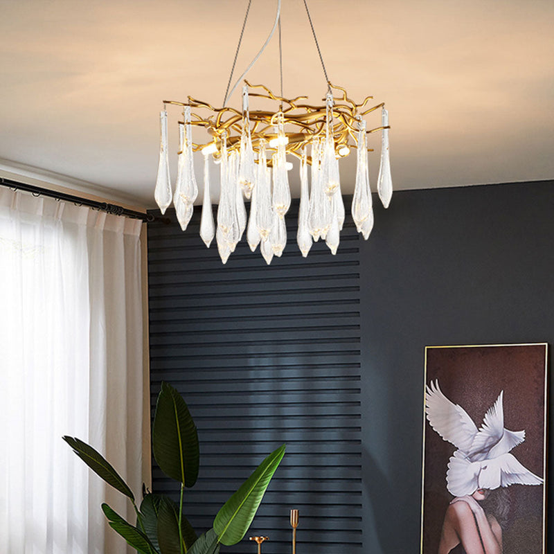 Lampsmodern Chandelier Modern Glass Teardrop Tiered Chandelier For ...