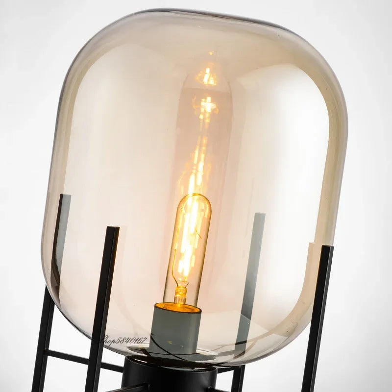 Art Designer Smoky Grey Glass Floor Lamp -Homdiy